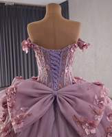 QUEENSGOWN Royal robe de bal à épaules dénudées lilas Tulle Empire Quinceanera avec appliques florales robe de soirée de bal formelle pour femmes