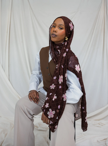 <span class=keywords><strong>Lo</strong></span>.Love Zachte Ademende Modal Hoofddoek 70x180cm Digitaal Bloemmotief Dagelijks Gebruik voor Moslima's Alle Seizoenen - Product Image 3