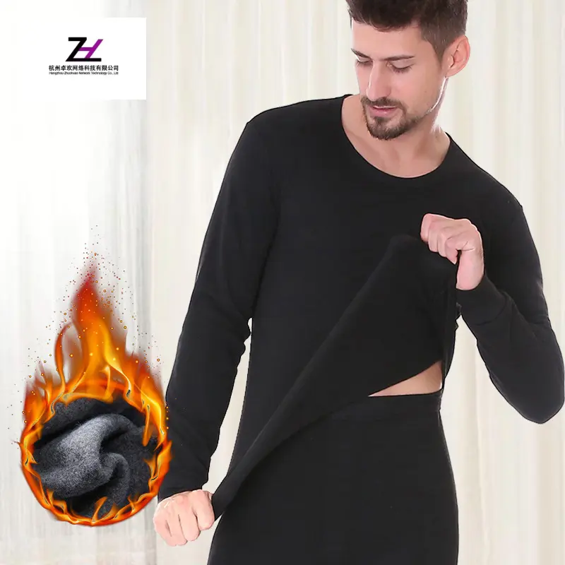 Autumn Winter Keeping Warm Plus Size Thick Thermals Tops Pants Sets Heated Fleece Lined Mens Long Johns Thermal Underwear