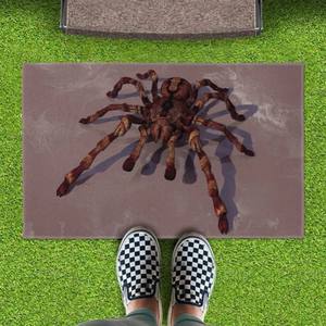 Paillasson d'Halloween en velours cristal rectangulaire pour intérieur, résistant aux taches, facile à nettoyer, motif chat noir et citrouille - Product Image 2