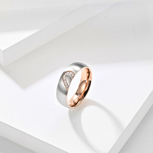 yunnique cross-border fashion heart-shaped patchwork diamond-encrusted titanium steel <b>rings</b> with engraving "I love - Product Image 4