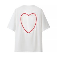 T-shirt chic et décontracté à col rond et motif cœur ajouré pour femme, nouvelle collection été 2026, style rétro à manches courtes