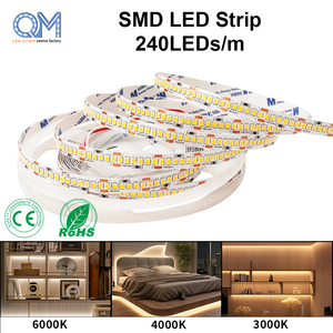 팩토리 2835 <span class=keywords><strong>DC</strong></span> 12V 24V 240leds/m 10mm 18W 5m/10m/롤 IP20 3000k 4000k 6500k 웜 화이트 고휘도 디밍 가능 플렉시블 LED 스트립 - Product Image 1