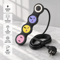 Multiprise multifonctionnelle universelle pour la maison avec veilleuse, protection contre les surcharges, ports USB colorés et en cuivre