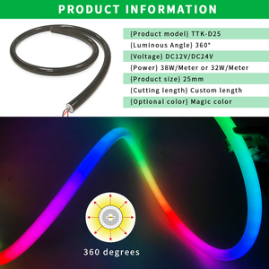 ไฟนีออน LED แบบเส้นโค้งงอได้ คุณภาพสูง 360 องศา RGB สีดำ ซิลิโคน  ความยาว 5 ม. 10 ม. กันน้ำ IP67 - Product Image 4