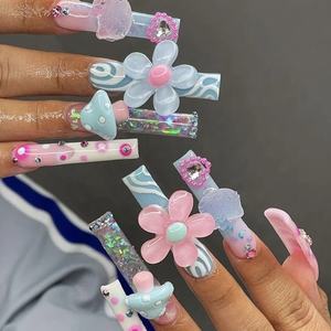 Uñas Postizas <span class=keywords><strong>XXL</strong></span> Cuadradas, 10 Piezas, Estilo Y2K, Europa y América, Hechas a Mano, para Mujer Dulce - Product Image 3