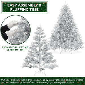 Árbol <span class=keywords><strong>de</strong></span> Navidad Sintético <span class=keywords><strong>de</strong></span> PET Plateado <span class=keywords><strong>de</strong></span> 7 Pies, Decoración con Bolas <span class=keywords><strong>de</strong></span> Navidad, Fácil <span class=keywords><strong>de</strong></span> Guardar y Armar - Product Image 4