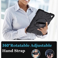 Coque de tablette robuste universelle pour iPad 10.2 7e/8e/9e génération avec sangle de maintien en silicone pour enfants, support rotatif et emplacement pour crayon