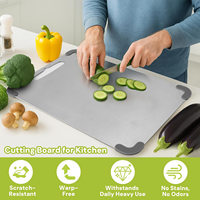 Planche à découper rectangulaire en titane écologique avec coins antidérapants en silicone, ensemble de planches à découper en métal pour la cuisine