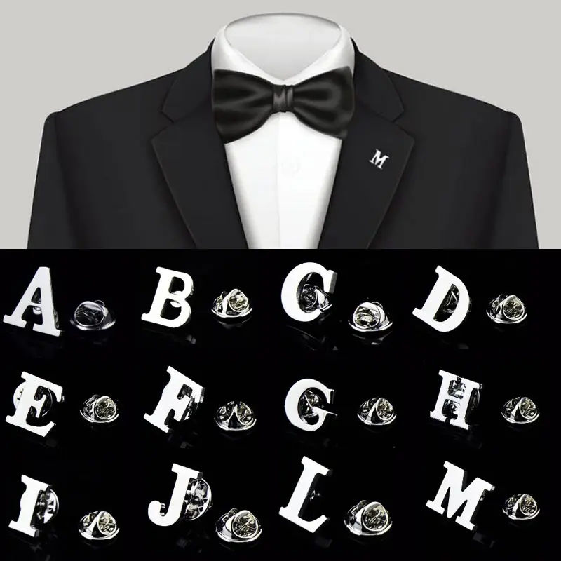Personalizado de fábrica a para z 26 letras prata, moda, inglês, símbolo, design, masculino, alça de esmalte