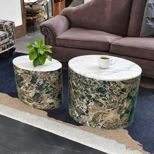 Set di Tavolini da Caffè Ovali in Legno Ecologico Contemporaneo di Alta Gamma con Adesivi 3D, <span class=keywords><strong>Arredamento</strong></span> Artistico Creativo - Product Image 2