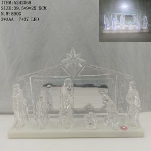 <b>Religious</b> <b>Statue</b> LED Desktop Sculptures Holy Family Xmas Nativity Set Lighted Christmas Figurines - Product Image 3