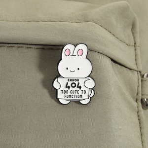 Broches en émail Meowtivation Not Found, motif animal, erreur 404, mignon, dessin animé, chat, canard, lapin, vente en gros - Product Image 3