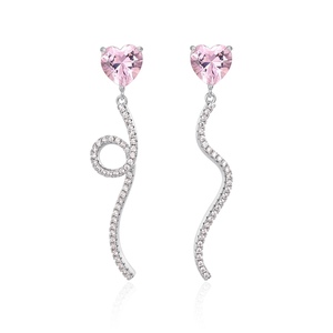 016893 Trendy <strong>Pink</strong> Heart Cut Cubic Zircon <strong>Earrings</strong> for Women Party Popular Gorgeous Zirconia <strong>Earring</strong> Party Jewelry Accessories