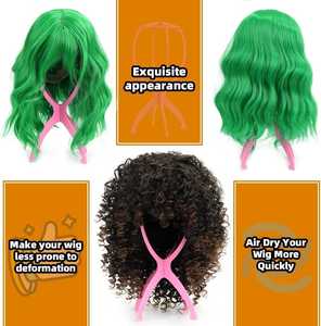 Soporte para Pelucas Amygirl, Rosado y Negro, de Plástico, 14.2 Pulgadas, Portátil, Fuerte Agarre, Cómodo, Duradero y de Calidad Premium - Product Image 3