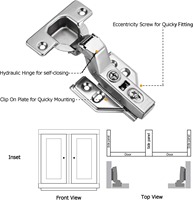 Charnière innovante à fermeture amortie encastrée 35 mm avec réglage 3D pour porte de meuble sans cadre