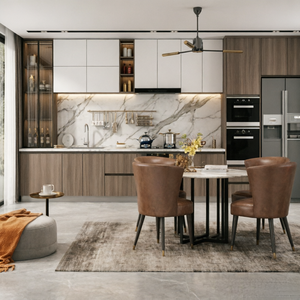 Ensembles d'armoires de cuisine sur mesure de luxe avec portes élégantes sans poignées et fours encastrés pour une conception intérieure moderne et luxueuse - Product Image 2
