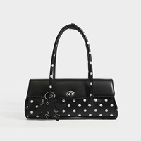 Bolso de Hombro Estilo Francés Retro con Puntos, para Mujer, con Solapa y Dos Correas, Diseño Exclusivo con Colores Contrastantes, Novedad 2026