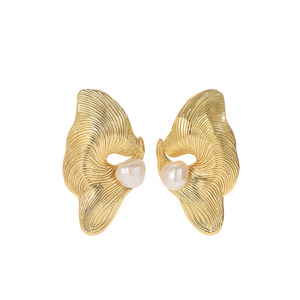 Geometric Stud <b>Earrings</b> With Pearl Inlay For Women Party Fashion Jewelry Stainless Steel Ear <b>Post</b> EH4757-10 - Product Image 5