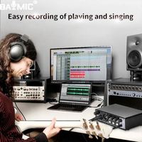 Interface audio USB 2 canaux en métal avec XLR/Phone pour le doublage en direct, le chant, la guitare, l'enregistrement d'audiolivres en studio