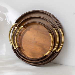 Round Bamboo <b>Tea</b> <b>Tray</b> With Handle For Home Kitchen Serving Fruit Pastry - Product Image 3