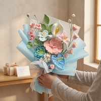 Bouquet de fleurs en crochet réversible, bouquet de fleurs en crochet, fleurs en fil vert, taille personnalisable, décoration pour la fête des mères et les mariages