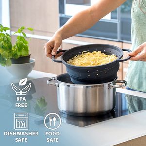Grande <span class=keywords><strong>passoire</strong></span> <span class=keywords><strong>pliable</strong></span> en Silicone en acier inoxydable résistant à la chaleur, <span class=keywords><strong>passoire</strong></span> de cuisine <span class=keywords><strong>pliable</strong></span> - Product Image 2