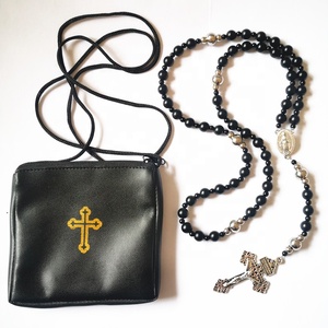 St. Benedetto Croce Pendente con Agata Nera Perline Cattolica Collana del <span class=keywords><strong>Rosario</strong></span> Della Collana per Gli Uomini - Product Image 1
