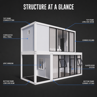 Maison conteneur à deux étages avec mur-rideau en verre, démontable, haute isolation, moderne, pour bâtiment commercial polyvalent, hôtel, parc