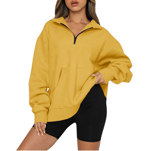 Sweat-shirt oversize à fermeture éclair 1/4 pour femme, pull molletonné épais à demi-zip pour l'automne et l'hiver, style décontracté - Product Image 4