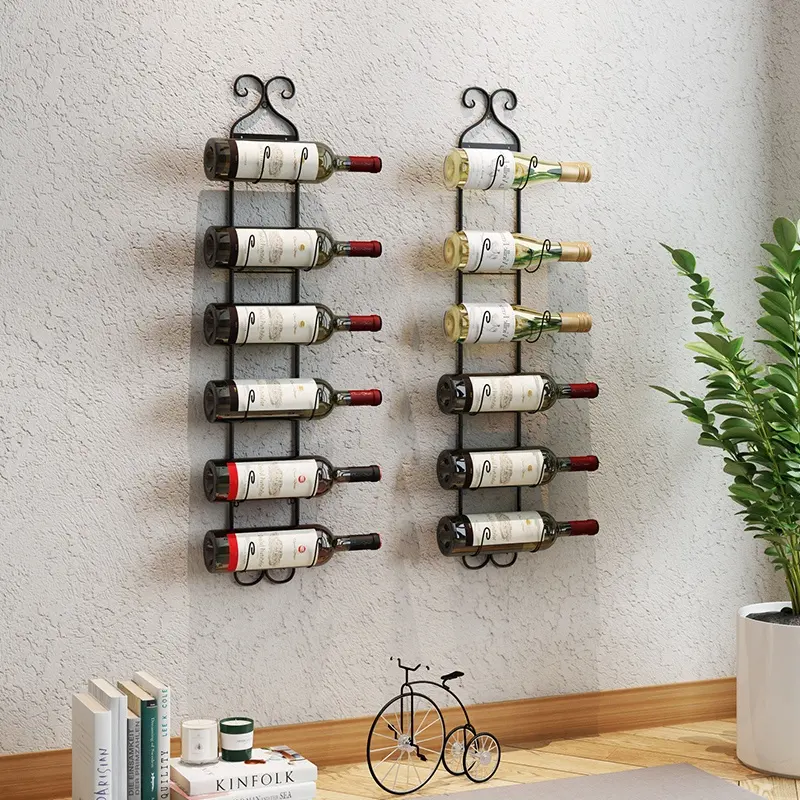 Wrought Iron Wall Mounted Black Multilayer wine glass holder