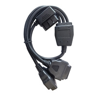 Cable de datos de extensión OBD OBD2, 16 Pines, 1 x codo macho a 3 x hembra