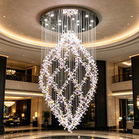 Hohe Decken Moderner Luxus Hochzeitsdesign Ovaler Großer Kristallglas LED Gold Kronleuchter & Pendelleuchten für Wohnzimmer Treppenhaus