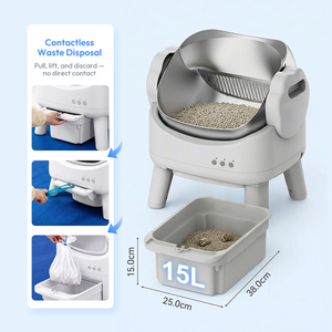 Toilette <span class=keywords><strong>pour</strong></span> <span class=keywords><strong>chat</strong></span> intelligente à nettoyage automatique, contrôle par application, anti-pincement, XL 74L, bac à <span class=keywords><strong>litière</strong></span> automatique adapté aux gros chats - Product Image 4