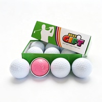 Bola Golf 3 Bagian Inti Karet Surlyn Berkinerja Tinggi dengan Logo dan Pola Cetak Khusus, Dilengkapi Kotak Hadiah Personal