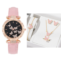 Ensemble de 5 montres pour femmes, bague, collier, boucles d'oreilles, montre en diamant, montre décontractée pour femmes, bracelet, sans boîte