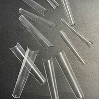 Faux-ongles Extra longs, 504 pièces/sac XXXL, embouts en forme de cercueil transparents, sans courbe C, couverture partielle