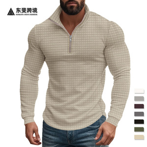 Suéter Dongfei para Hombre, Jacquard, Cuello Alto, Media Cremallera, Manga Larga, Transpirable, Estilo Casual, Primavera-Otoño - Product Image 4