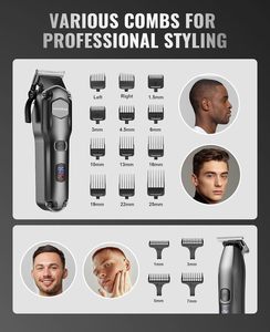 Cortadora de Pelo Eléctrica Inalámbrica Jack Rose, Juego de Recortadoras para Hombre, USB, Lavable, Impermeable, en Inglés Británico, con Batería de Acero Inoxidable - Product Image 2
