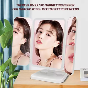 Miroir de maquillage tactile rechargeable 360° avec lampe de bureau réglable, lumière d'appoint LED 3 couleurs, coque CRI 80, 50 000 heures - Product Image 4