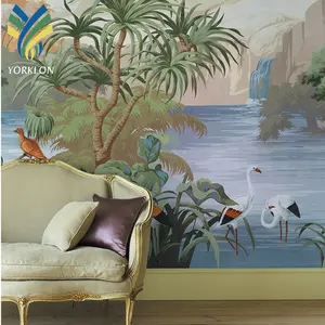 YKEAX 187 Custom 3D Casa Floresta Mural Papel De Parede Quarto Papel De Parede Decoração Árvore De Madeira Natural