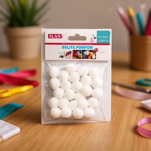 Palline di Natale Ilan Pompom 2.0 Cm Bianche 25 Pezzi per Decorazioni Artigianali - Product Image 2
