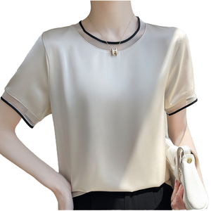 Camisetas de Verano para Mujer, Cuello Redondo, Manga Corta, Color Sólido Informal, Transpirables, de Ajuste Regular, de Secado Rápido - Product Image 3