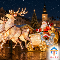 Farol Gigante de Seda Hecho a Mano con Diseño de Papá Noel y Reno en Carruaje para Decoración Navideña en Exteriores de Plazas Públicas