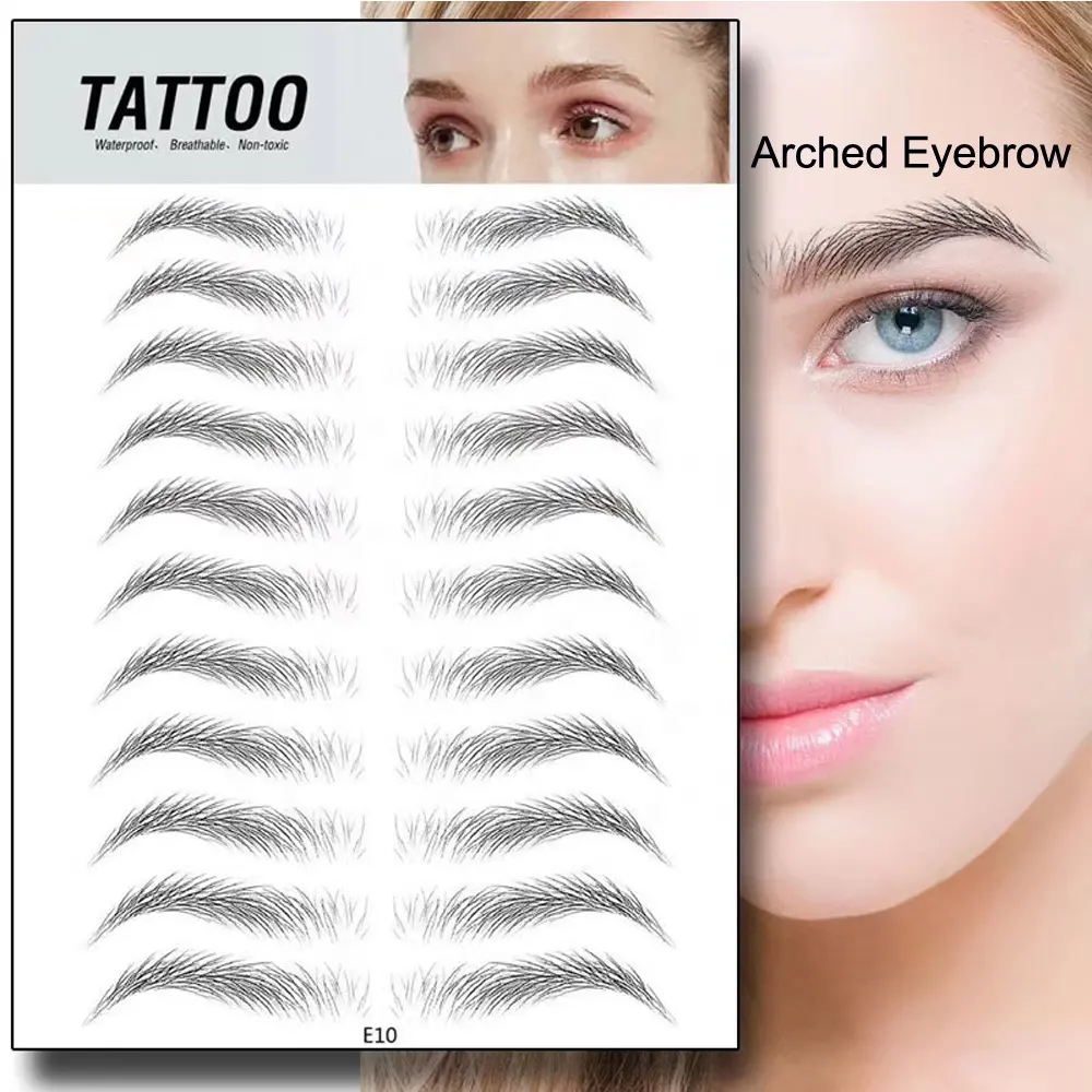 New Arrival Microblading Temporary Transfer Brow Stamp Eyebrow Tattoo Sticker 8 Designs Arched Eyebrow