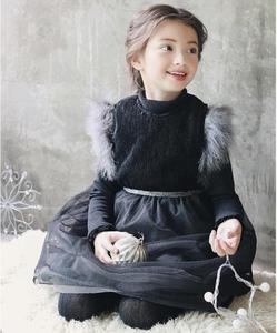 Vestido de Fiesta para Niña, Estilo Princesa, con Plumas, Color Rosa Sólido, Elegante - Product Image 4
