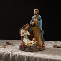 Statue en résine de famille catholique Figures peintes religieuses ornements rétro décorations créatives pour la maison histoires bibliques