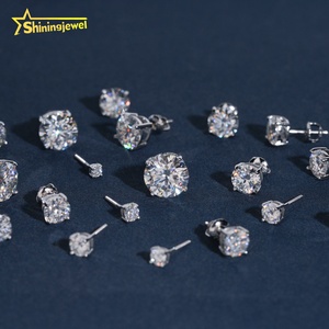 Bijoux fantaisie, boucles <span class=keywords><strong>d</strong></span>'oreilles clous en argent sterling 925, <span class=keywords><strong>solitaire</strong></span> classique à 4 griffes, diamants moissanite couleur <span class=keywords><strong>D</strong></span>, VVS, 1 ct, 2 ct, 3 ct - Product Image 4