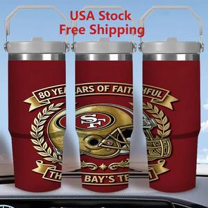 Tumbler in Acciaio Inox da 30oz, 80° Anniversario dei <span class=keywords><strong>San</strong></span> Francisco 49ers, Regalo Perfetto per i Fan, Disponibile nei Magazzini USA - Product Image 1