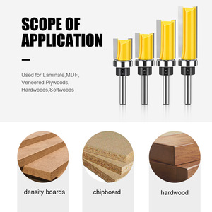 8mm tige 1/2 "largeur Cutter carbure pointe modèle roulement supérieur garniture affleurante motif routeur Bits ensemble adapté pour le rainurage du bois - Product Image 4